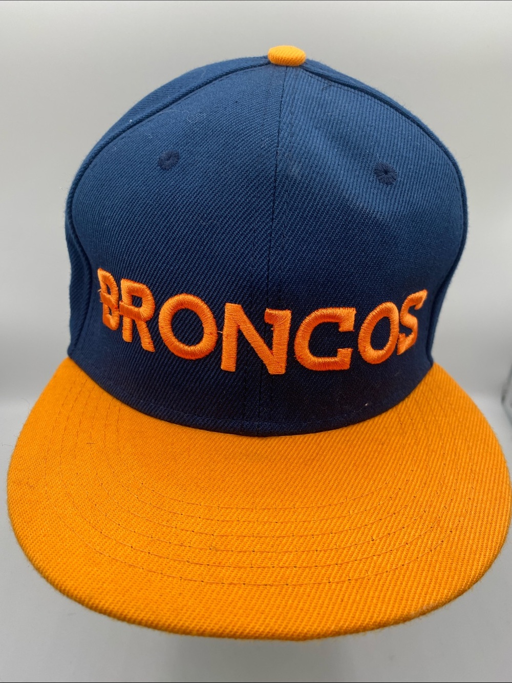 New Era Broncos Two-Tone Snapback Cap Hat - Navy & Orange
